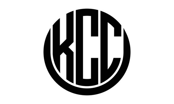 KCC three letter circle logo design vector template.  monogram symbol on black & white.