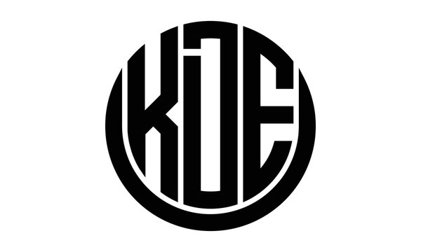 KDE three letter circle logo design vector template.  monogram symbol on black & white.