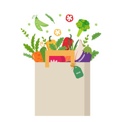 Fresh and organic vegetables in eco paper bag