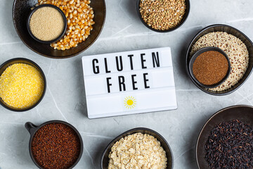 Gluten free cereals as corn, amaranth , quinoa, buckwheat , teff, rice