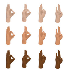 Fototapeta premium Mudras icon set. Hand spirituality hindu yoga of fingers gesture. Technique of meditation for mental health.