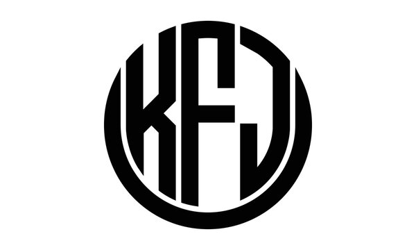 KFJ three letter circle logo design vector template.  monogram symbol on black & white.
