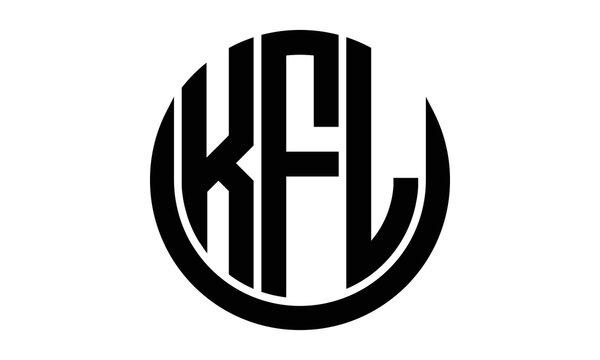 KFL three letter circle logo design vector template.  monogram symbol on black & white.