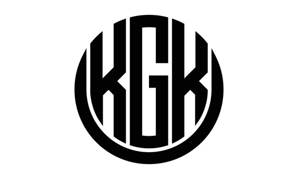 KGK three letter circle logo design vector template.  monogram symbol on black & white.