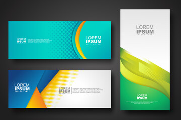 Banner set design template in trendy dynamic gradient colors