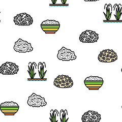 Rice For Preparing Delicious Food vector seamless pattern
