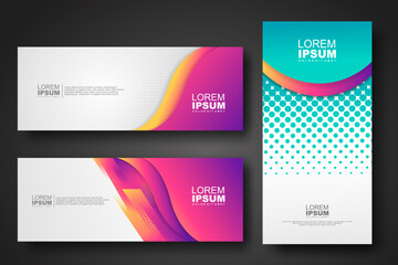 Banner set design template in trendy dynamic gradient colors
