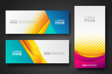 Banner set design template in trendy dynamic gradient colors