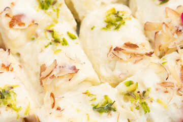 Indian Mithai Bread Malai Roll Rabdi Or Bengali Rabri Is Made Of Soft White Bread Slices, Dipped...