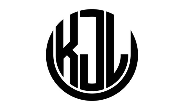 KJL three letter circle logo design vector template.  monogram symbol on black & white.