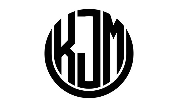 KJM three letter circle logo design vector template.  monogram symbol on black & white.