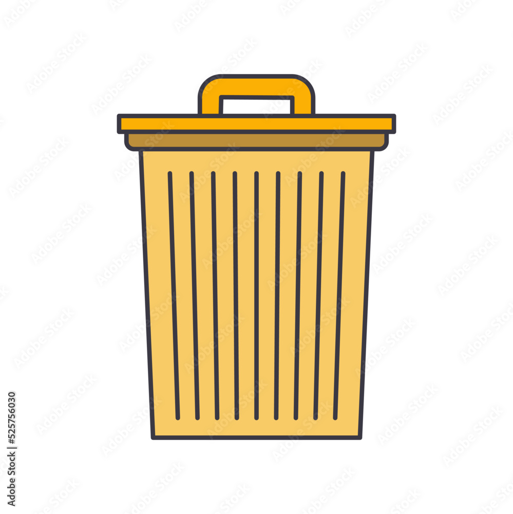 Poster Trash bin icon in color, isolated on white background 