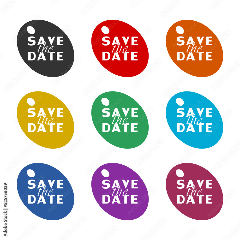 Poster save the date sign. set icons colorful