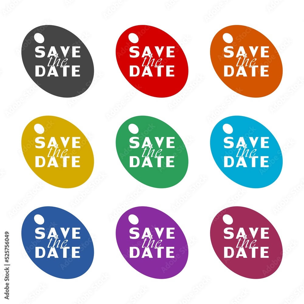 Poster save the date sign. set icons colorful