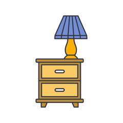 Night stand with lamp icon in color, isolated on white background 