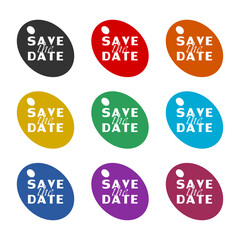 Save the date sign. Set icons colorful