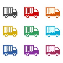 Free shipping service icon. Set icons colorful
