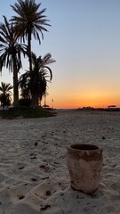 orange sunrise cloudless sky on island of Djerba