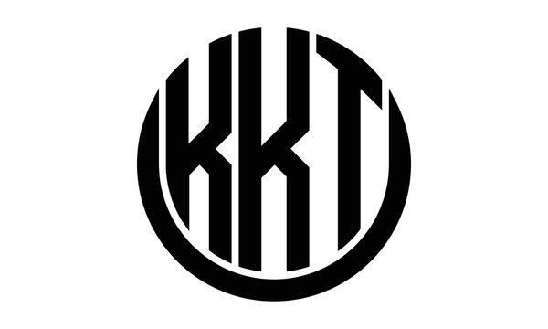 KKT three letter circle logo design vector template.  monogram symbol on black & white.