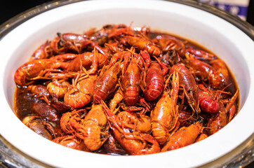 The seafood in the cafeteria