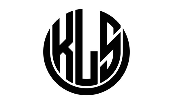 KLS three letter circle logo design vector template.  monogram symbol on black & white.