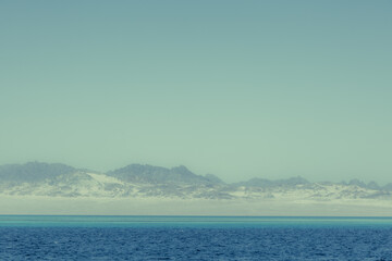 View to the shore near Sharm el Sheikh from the Red sea