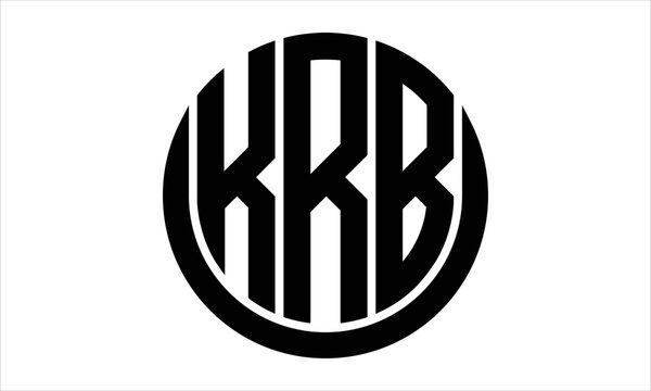 KRB three letter circle logo design vector template.  monogram symbol on black & white.