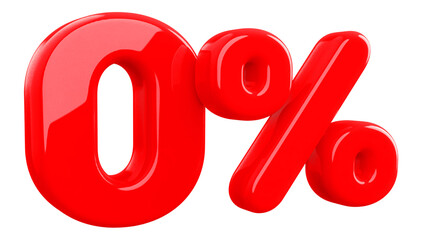 0 percent number red 3d
