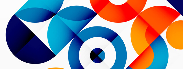 Fototapeta premium Colorful circle abstract background. Minimal geometric template for wallpaper, banner, presentation