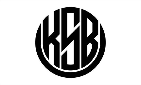 KSB three letter circle logo design vector template.  monogram symbol on black & white.
