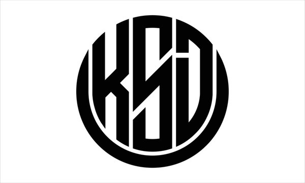 KSD three letter circle logo design vector template.  monogram symbol on black & white.