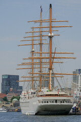 Luxury sailing clipper windjammer cruiseship cruise ship liner Sea Cloud Spirit in port of Hamburg,...