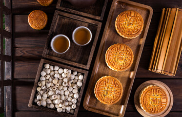 The traditional Chinese festival Mid-Autumn Festival food moon cake