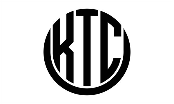 KTC three letter circle logo design vector template.  monogram symbol on black & white.
