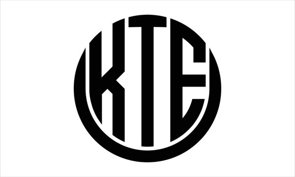 KTE three letter circle logo design vector template.  monogram symbol on black & white.