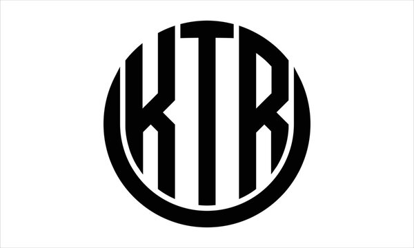 KTR three letter circle logo design vector template.  monogram symbol on black & white.
