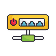 Network Hub vector Filled Outline Icon Design illustration on White background. EPS 10 File 