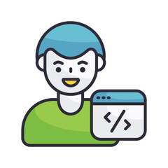 Developer vector Filled Outline Icon Design illustration on White background. EPS 10 File 