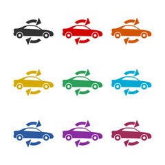 Car rent. Car sharing service icon. Set icons colorful