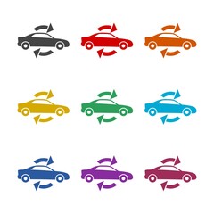 Car rent. Car sharing service icon. Set icons colorful