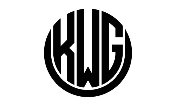 KWG three letter circle logo design vector template.  monogram symbol on black & white.