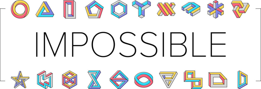 impossible geometric shape icons set vector