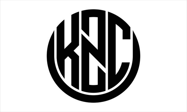 KZC three letter circle logo design vector template.  monogram symbol on black & white.