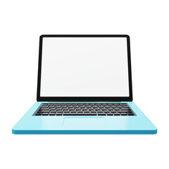 Laptop 3D render. Opened computer screen with keyboard.  