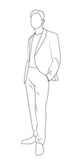Businessman in suit full body sketch vector illustration.