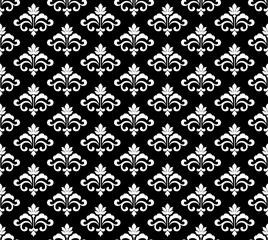 Flower geometric pattern. Seamless vector background. White and black ornament. Ornament for fabric, wallpaper, packaging. Decorative print