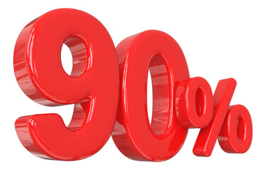 Sale 90 percent number red 3d render