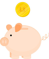 Lithuanian Flag hand drawn,Lithuanian litas hand drawn