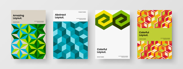Naklejka premium Abstract geometric hexagons book cover layout collection. Amazing corporate identity A4 design vector concept bundle.