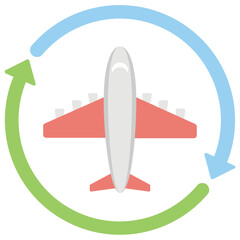 Airplane Inside Arrows Flat Colored Icon
